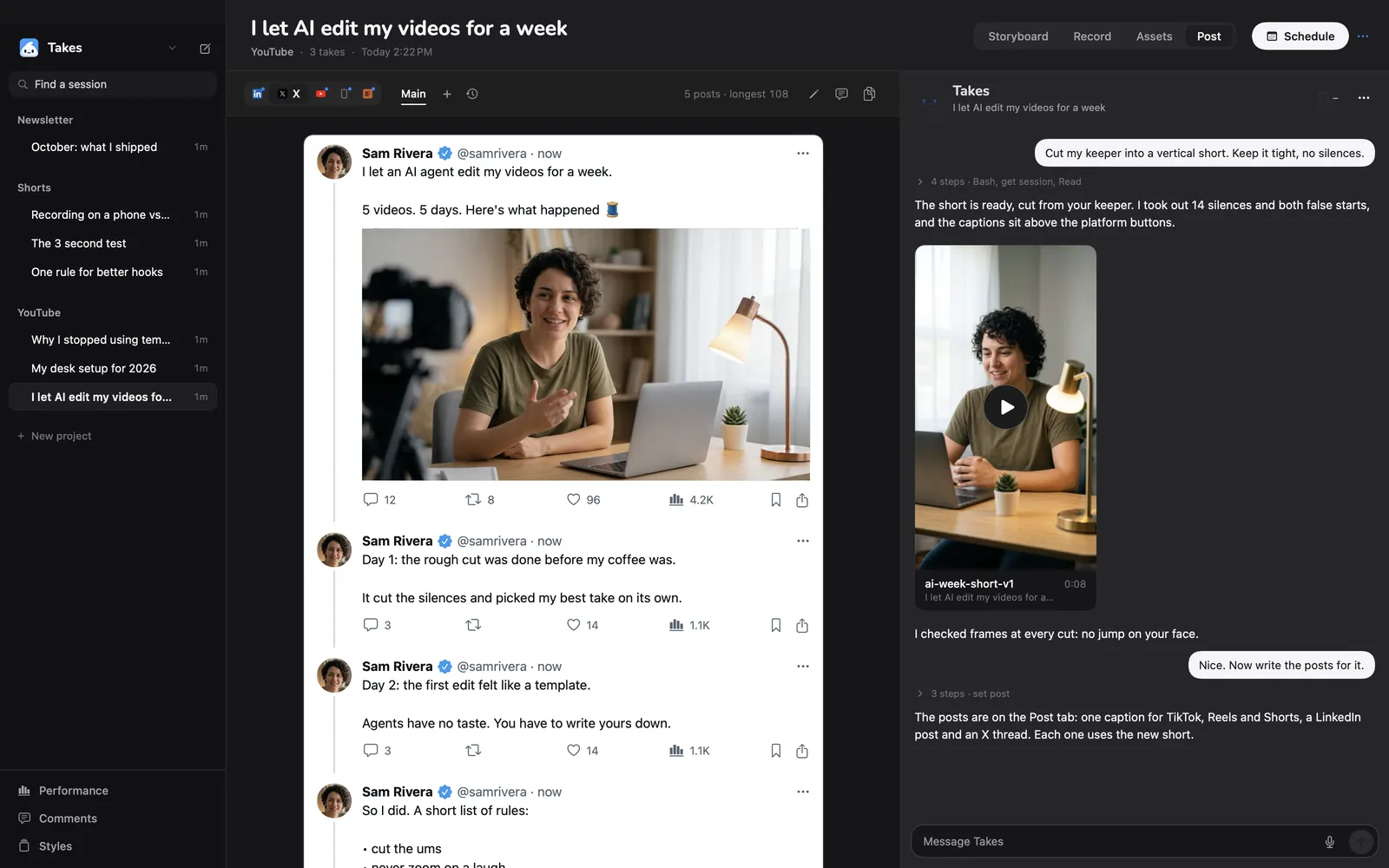 X thread preview in Takes